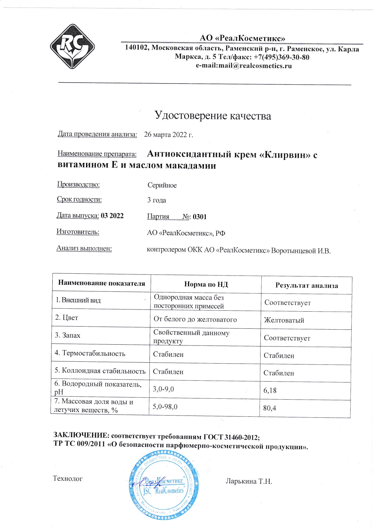 Паспорт №0320220301